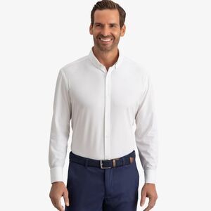 Mizzen Main Leeward White No Tuck Performance Button Down Shirt